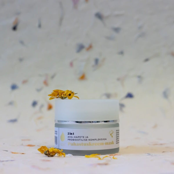 Crème-masque nettoyante 2-en-1, acides AHA 10 % & complexe probiotique, 50 ml